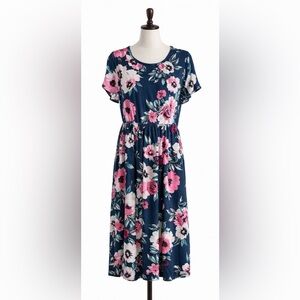 Floral women’s Dress in Blue and Pink